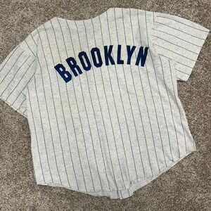 Vintage Front Row Salem Sportswear Brooklyn Pinstripe Jersey Medium USA Made 90s